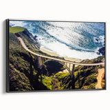 Black and white framed canvas of Big Sur landscape, ideal for bedroom wall art.