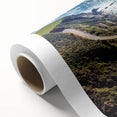 Art deco poster of Big Sur coastline in pastel shades on rolled canvas, ideal for nursery wall art.