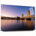 Large abstract wall art of Sacramento scenery on acrylic glass, in vibrant hues, ideal for bedroom or dining room decor.