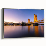 Landscape art painting of Sacramento featuring colorful palette on framed canvas, ideal for office decor.