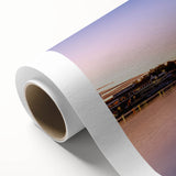 Art Deco poster of Sacramento skyline in pastel shades on rolled canvas, ideal for nursery wall art.