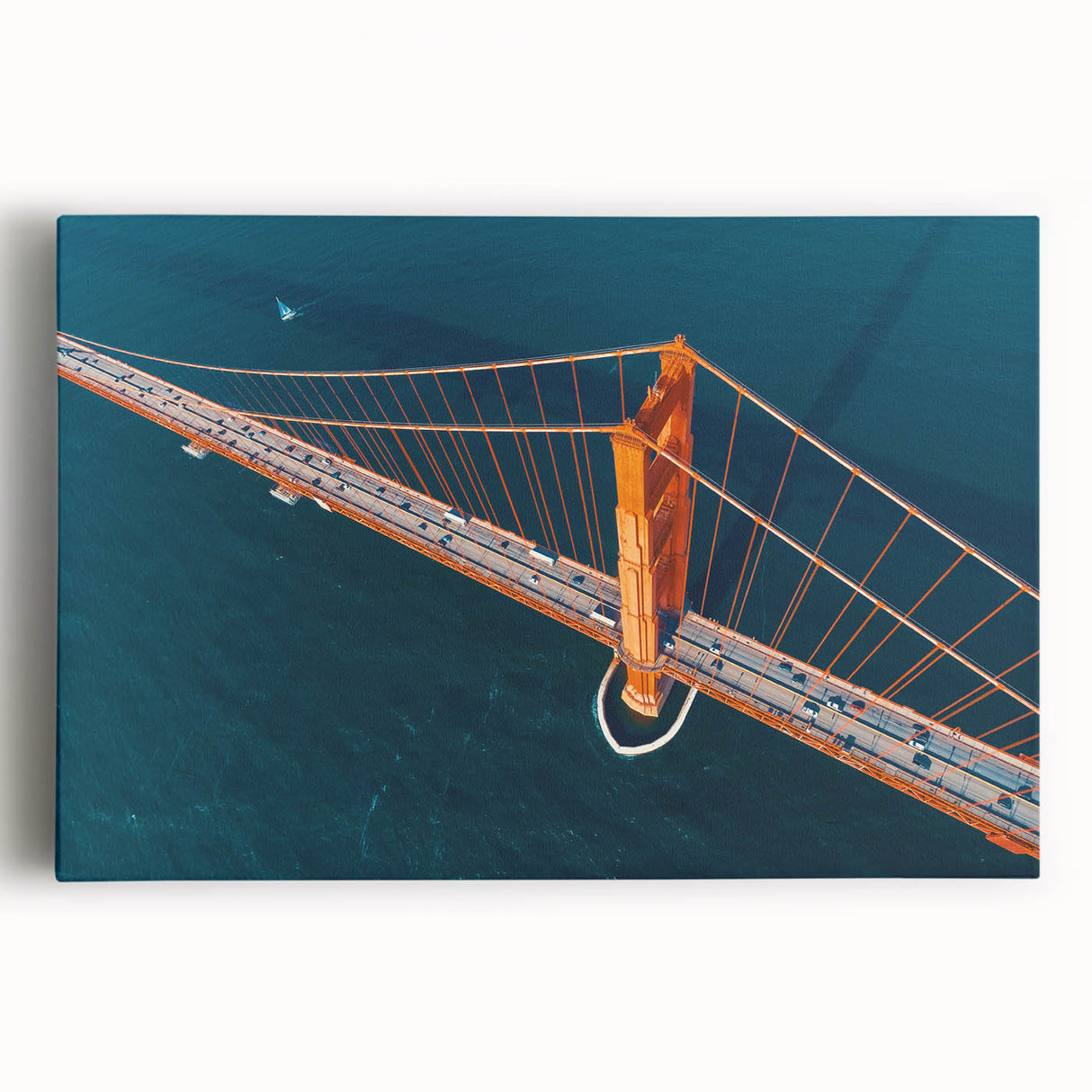 Black and white photograph of San Francisco skyline on large stretched canvas, suitable for kitchen wall art.