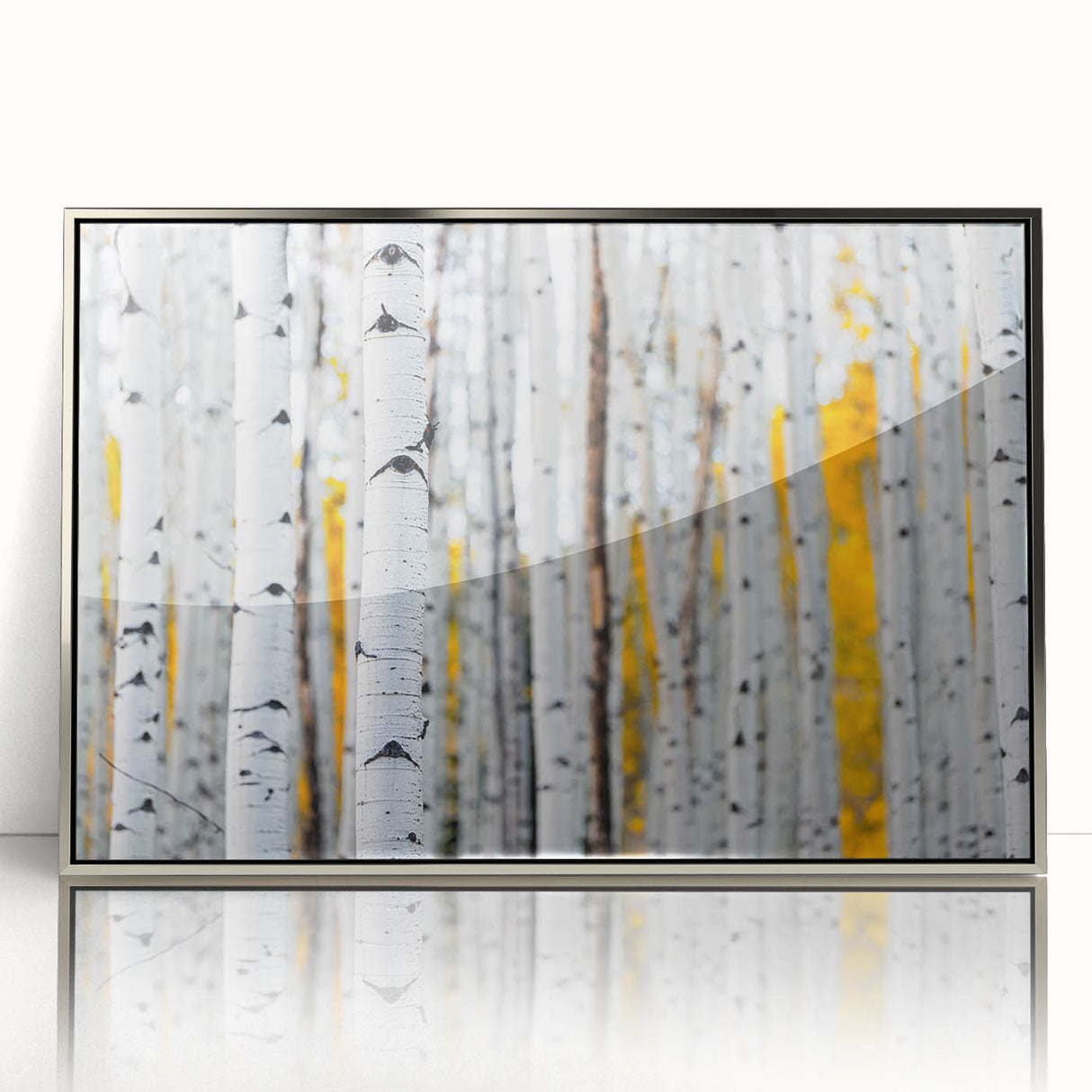 Mid-century modernist art depicting Aspen, Colorado scenery in muted earth tones on a framed acrylic print.