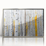 Mid-century modernist art depicting Aspen, Colorado scenery in muted earth tones on a framed acrylic print.