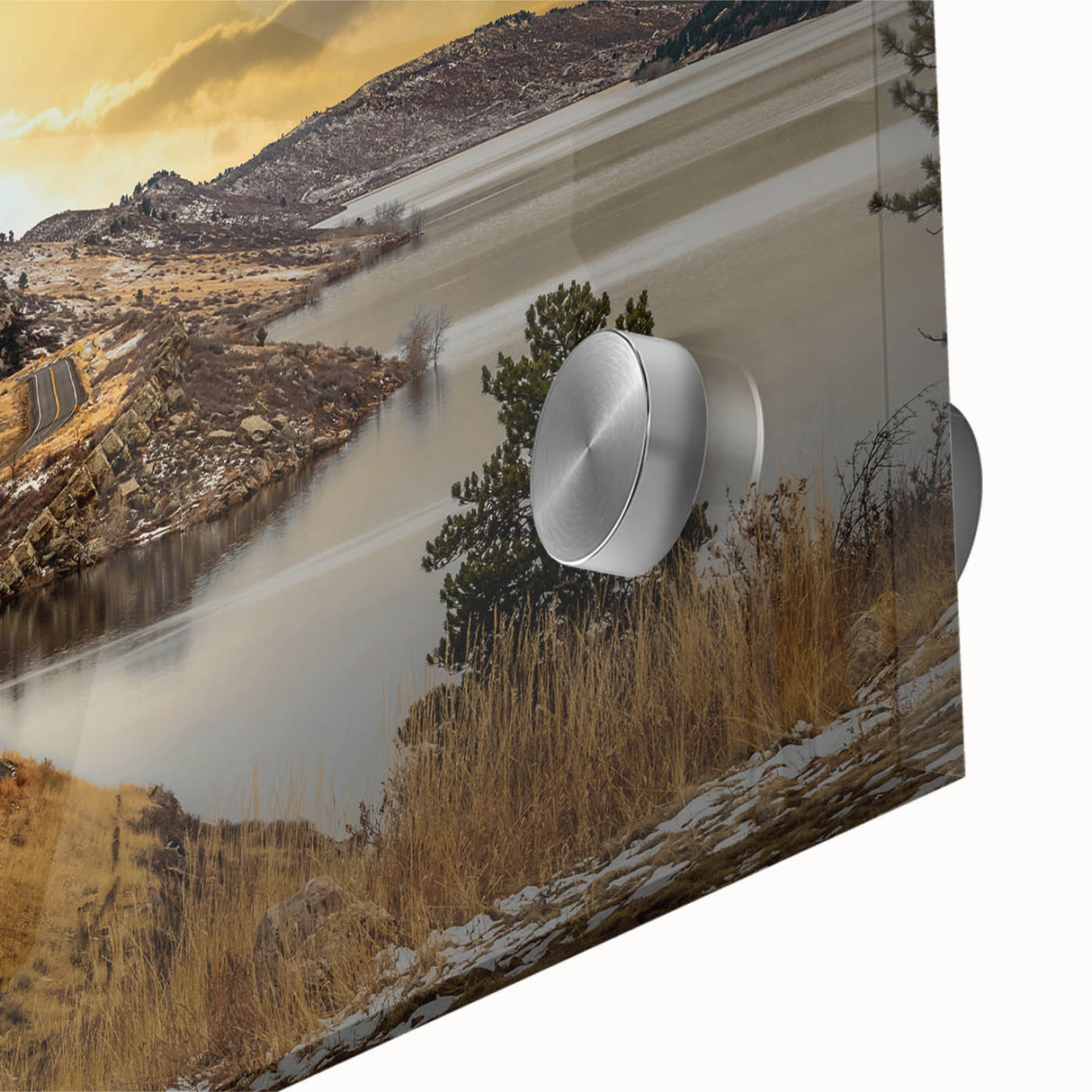 Large abstract acrylic print of Colorado Springs in muted earth tones, ideal for dining room art.