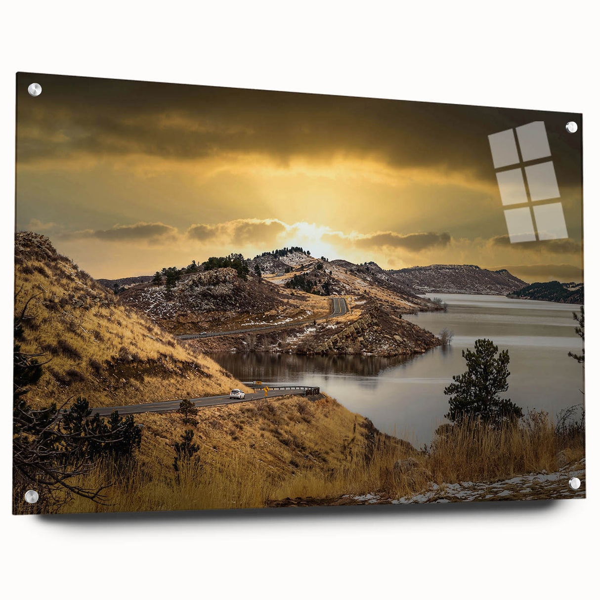 Acrylic print of Colorado Springs scenery in muted earth tones, suitable for bedroom or dining room decor.