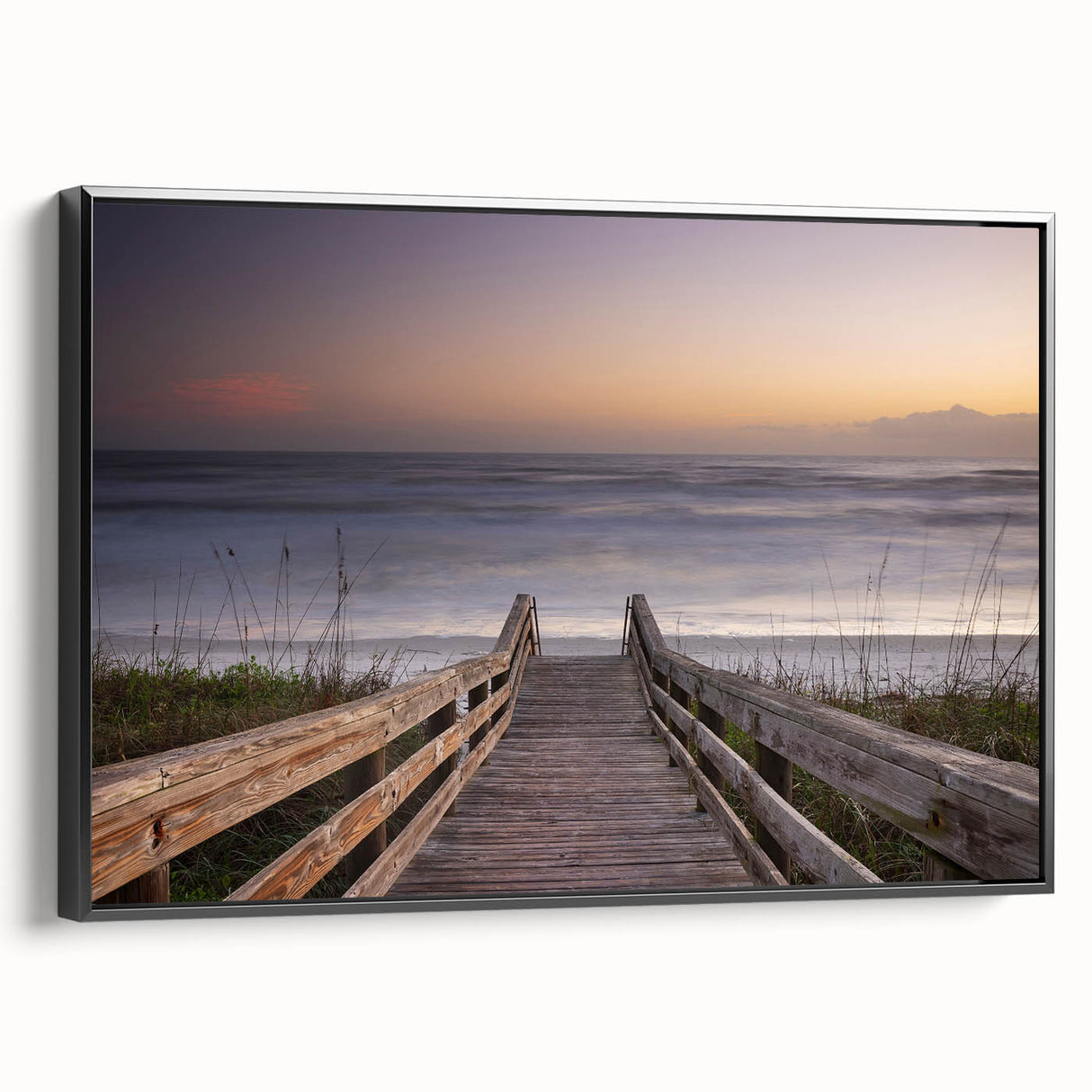 Black and white framed canvas of Daytona landscape with vintage poster art style, ideal for bedroom decor.