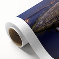 Art Deco style Delaware scenery on rolled canvas, featuring muted blue and green tones, ideal for nursery wall art.
