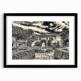 Extra large framed wall art of abstract Savannah scenery in colorful, textured strokes on a black mat.