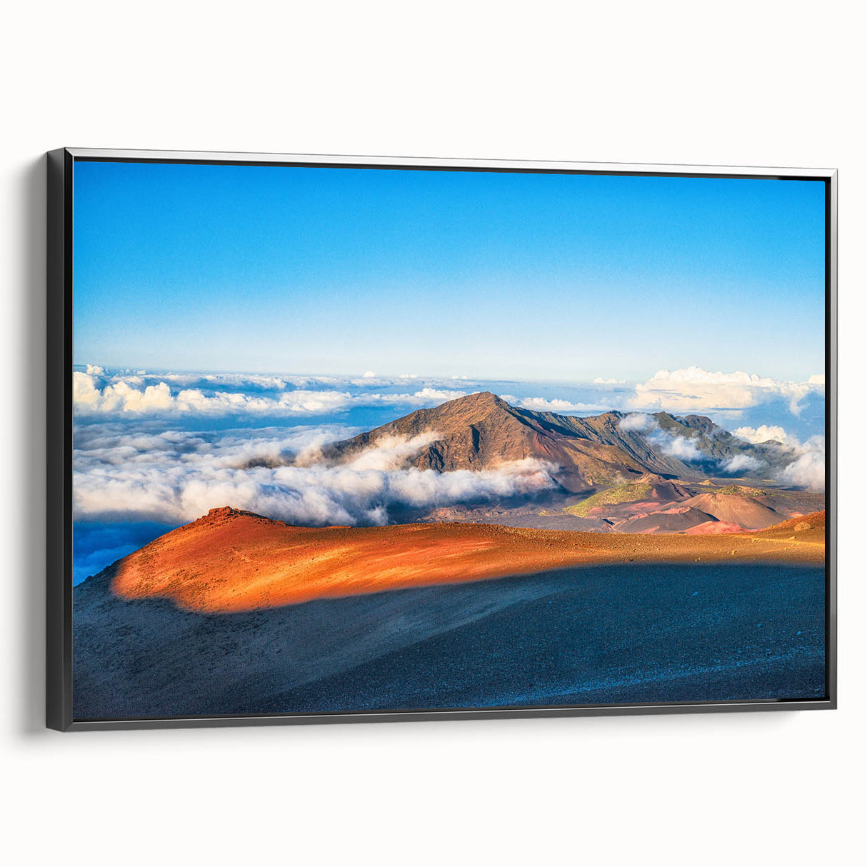 Black and white framed canvas of a Maui landscape, ideal for bedroom wall art in vintage poster style.