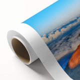 Art deco style poster of Maui scenery on rolled canvas, with soft pastel colors, ideal for nursery wall art.