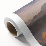 Art deco poster of Idaho scenery with pastel blue and green tones on rolled canvas, suitable for nursery wall art.