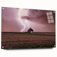Acrylic print of an abstract Iowa landscape in muted earth tones, suitable for bedroom or dining room decor.