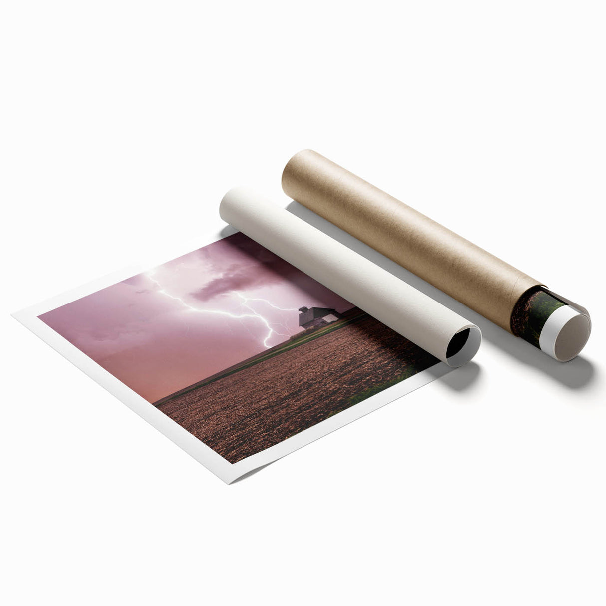 Extra large rolled print of an Iowa landscape with vibrant green tones, ideal for classy bathroom wall art.