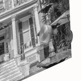 Large abstract wall art of New Orleans in muted colors on acrylic glass, suitable for dining room ambiance.
