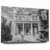Acrylic print of a large abstract depiction of New Orleans in muted earth tones, ideal for bedroom or dining room art.
