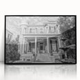 Large abstract wall art depicting a vibrant New Orleans scene in mid-century modernist style, framed in black acrylic.