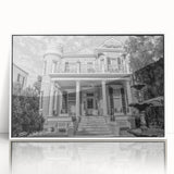 Art Deco poster of New Orleans skyline in muted gold and white tones on framed acrylic, suitable for nursery wall art.
