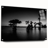 Acrylic print of a Louisiana landscape in muted earth tones, ideal for dining room decor.