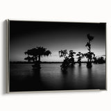 Framed canvas of a vintage-style Louisiana landscape painting in muted earth tones.