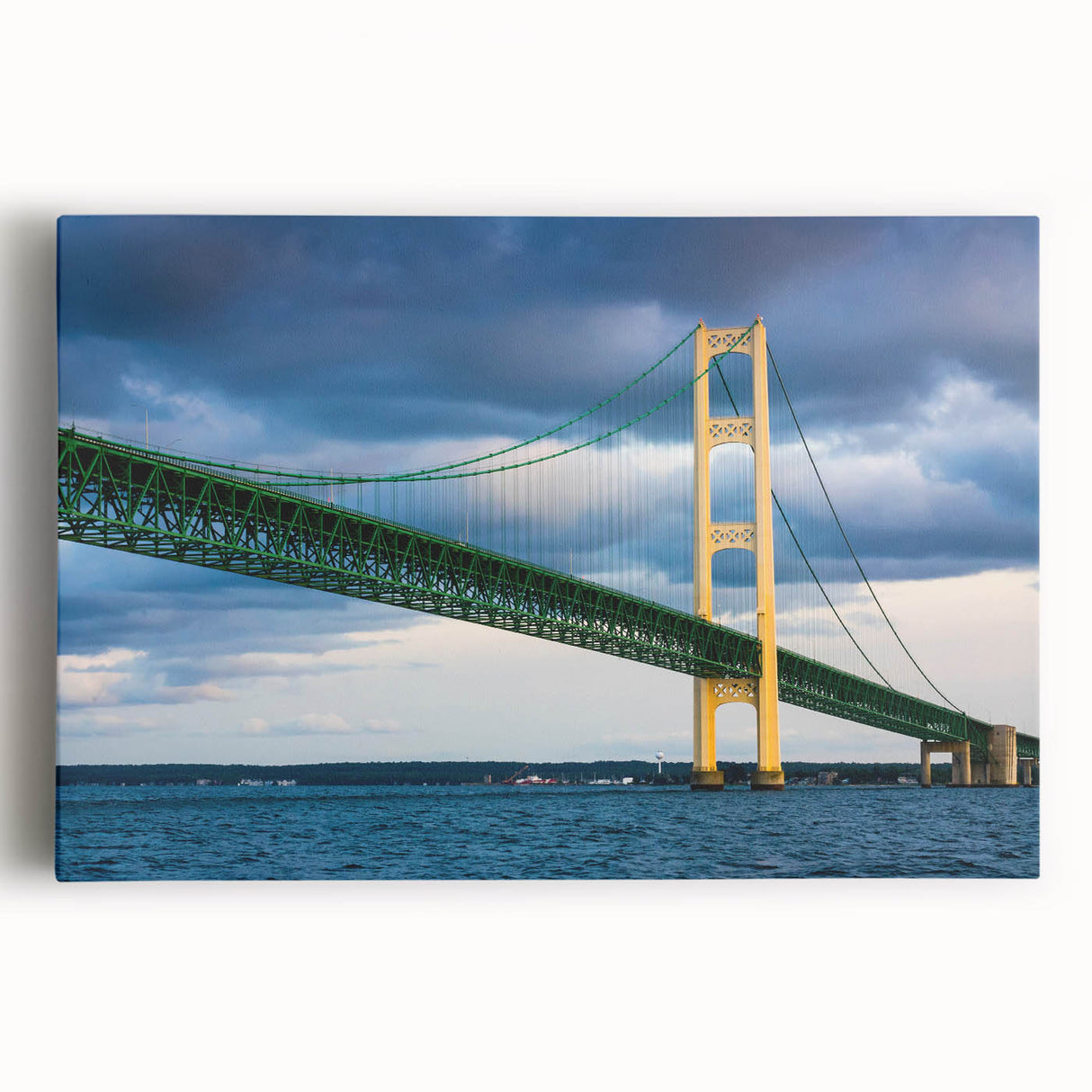 Black and white photo of Michigan's Upper Peninsula on stretched canvas, ideal for kitchen wall art.