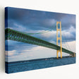 Landscape painting of Michigan's Upper Peninsula in vibrant green and blue tones on stretched canvas.