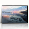 Large abstract wall art depicting Minnesota scenery in muted earth tones, framed in black acrylic.