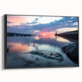 Black and white landscape painting of Minnesota scenery on framed canvas, ideal for bedroom wall art.