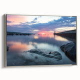 Framed canvas featuring a vintage-style landscape painting of Minnesota with colorful and black elements.