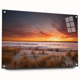 Acrylic glass print of a large abstract depiction of New Jersey scenery in muted earth tones.