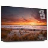 Large abstract wall art depicting a serene New Jersey landscape in soft blue and green tones, acrylic print.