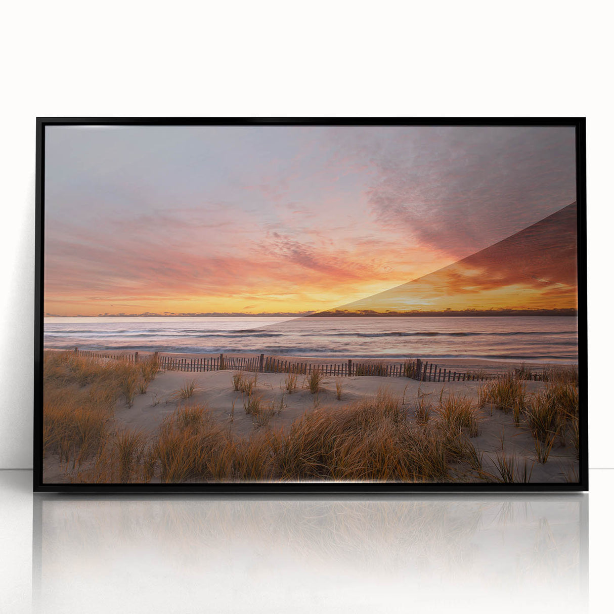 Large abstract wall art depicting a New Jersey landscape in muted earth tones on a framed acrylic.