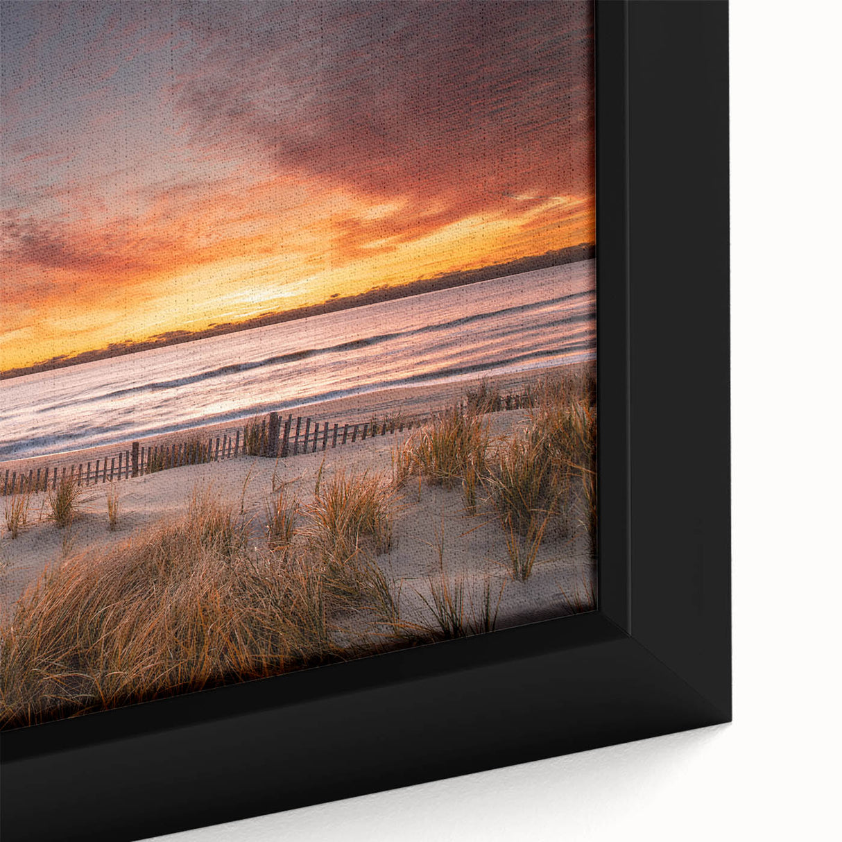 Extra large framed canvas depicting a textured black skyline with colorful highlights, ideal for living room decor.
