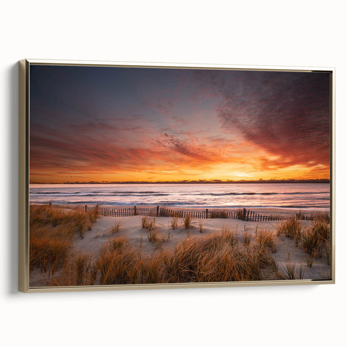 Framed canvas depicting a vintage-style New Jersey landscape in black and gold tones, ideal for bedroom wall art.