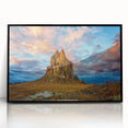 Large abstract wall art depicting New Mexico scenery in muted earth tones, framed in black acrylic.