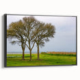 Black and white framed canvas of the Outer Banks landscape, featuring vintage poster art style, ideal for bedroom wall decor.