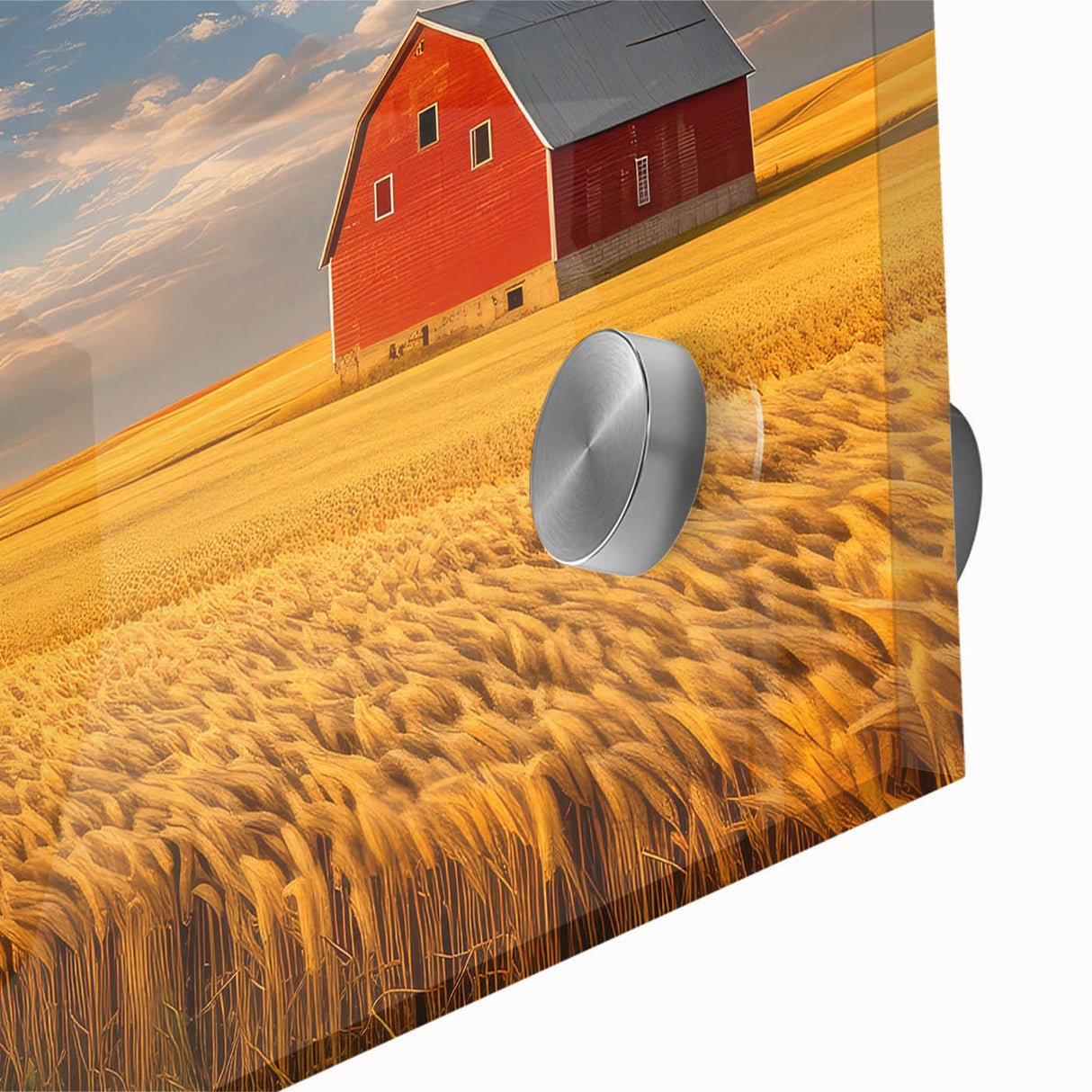 Large abstract wall art depicting North Dakota scenery in muted earth tones on acrylic glass, ideal for dining room ambiance.
