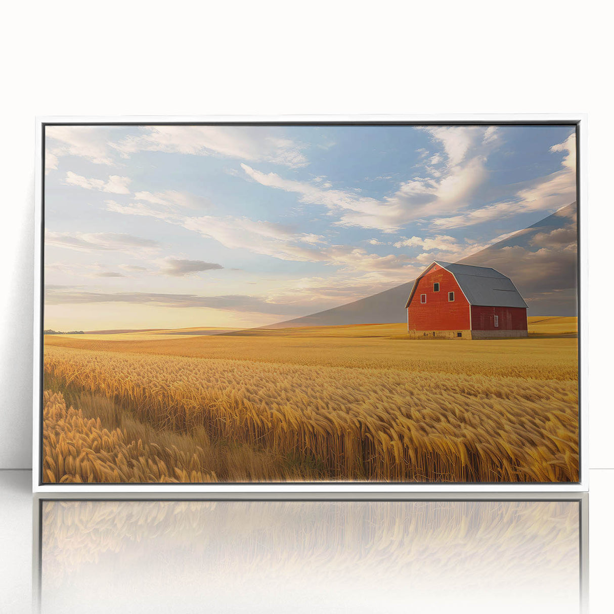 Art Deco poster of North Dakota scenery in muted blue tones, framed acrylic, suitable for nursery wall art.