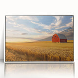Art Deco poster of North Dakota scenery in muted blue tones, framed acrylic, suitable for nursery wall art.