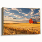 Framed canvas featuring a vintage-style landscape painting of North Dakota, with muted earth tones.