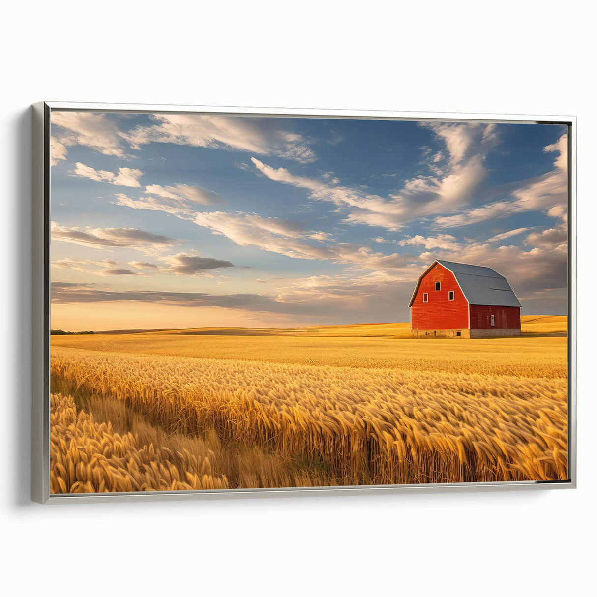 Landscape art painting of North Dakota scenery on framed canvas, featuring colorful art in a vintage poster style.