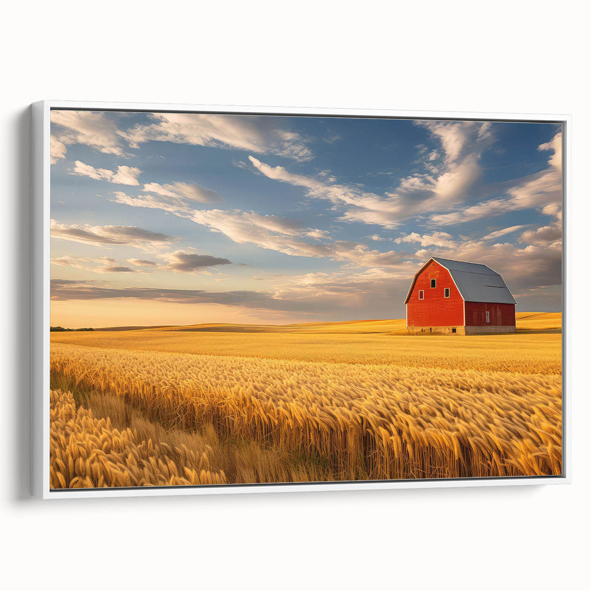 Vintage poster art of North Dakota landscape on framed canvas with colorful accents, ideal for living room decor.