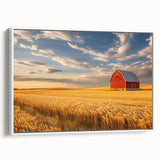 Vintage poster art of North Dakota landscape on framed canvas with colorful accents, ideal for living room decor.