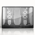 Large abstract wall art of the Brooklyn Bridge in muted gray and black tones on framed acrylic.