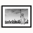 Extra large abstract art print of the Statue of Liberty in vibrant colors on a textured canvas, ideal for living room decor.