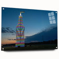 Large abstract wall art depicting the Oklahoma skyline in muted earth tones on acrylic glass.