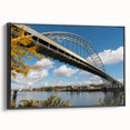 Black and white framed canvas of Portland, Oregon landscape, ideal for bedroom wall decor.