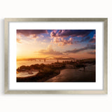 Textured abstract art print of Memphis scenery in muted earth tones on a framed silver mat, ideal for bedroom art.