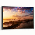 Black and white framed canvas of Memphis landscape, ideal for bedroom wall art in vintage poster style.