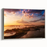 Landscape art painting of Memphis, featuring colorful skyline on black framed canvas, ideal for office decor.